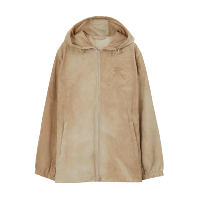 Burberry SS23 Loose Fit Zip-Up Hoodie Jacket - Tan Brown 80716051