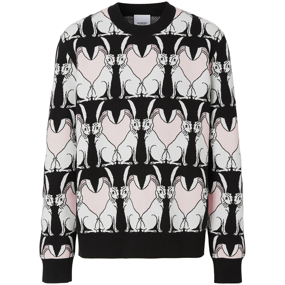 Burberry SS23 Lunar New Year Rabbit Knit Sweater Black Men’s Crewneck Pullover. 80640731