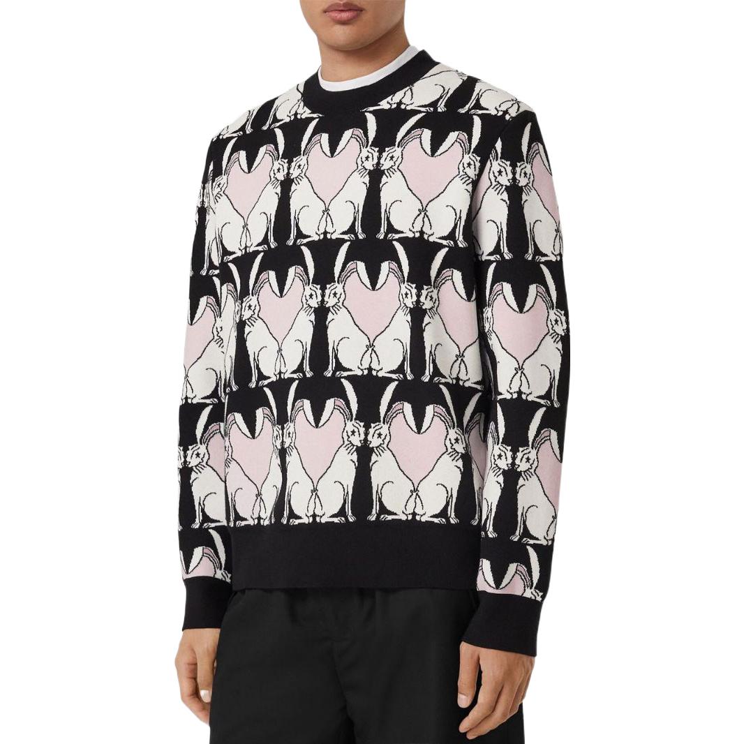 Purchase Burberry 2023農曆新年兔年黑色針織毛衣男款圓領套頭衫 80640731