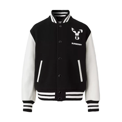 Burberry SS23 Lunar New Year Rabbit Patch Flight Jacket Black 80639561