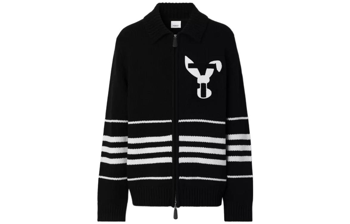 Burberry SS23 Lunar New Year Rabbit Patch Wool Jacket Black Men’s Loose Fit 80640721