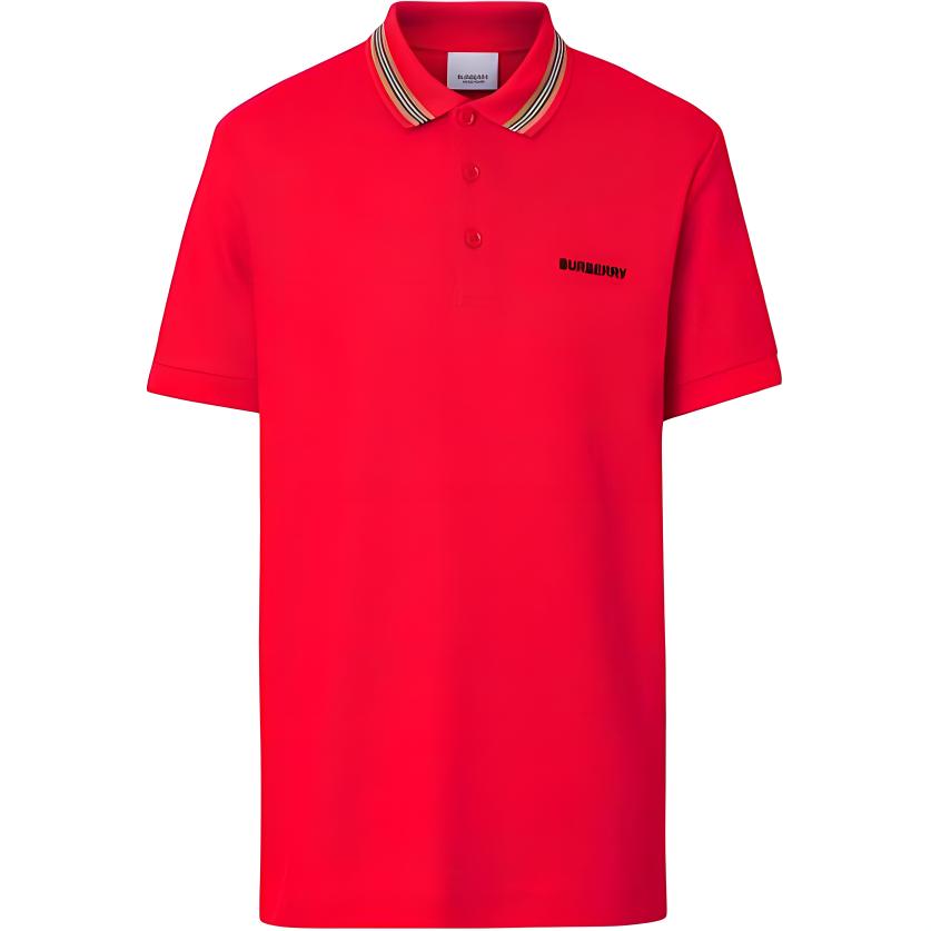 Buy Burberry SS23 Men’s Red Short Sleeve Polo Shirt with Iconic Stripe Design. 80092811