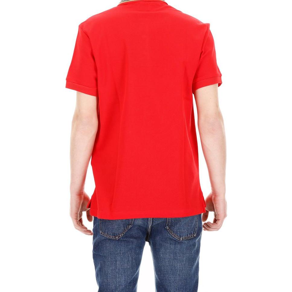 Lookbook Burberry SS23 Men’s Red Short Sleeve Polo Shirt with Iconic Stripe Design. 80092811