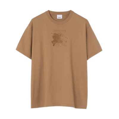 Burberry SS23 Monogram Equestrian Embroidered Cotton T-Shirt Men Beige. 80697631