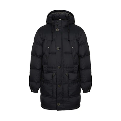 Burberry SS23 Navy Blue Duck Down Hooded Outdoor Long Puffer Coat. 39982411