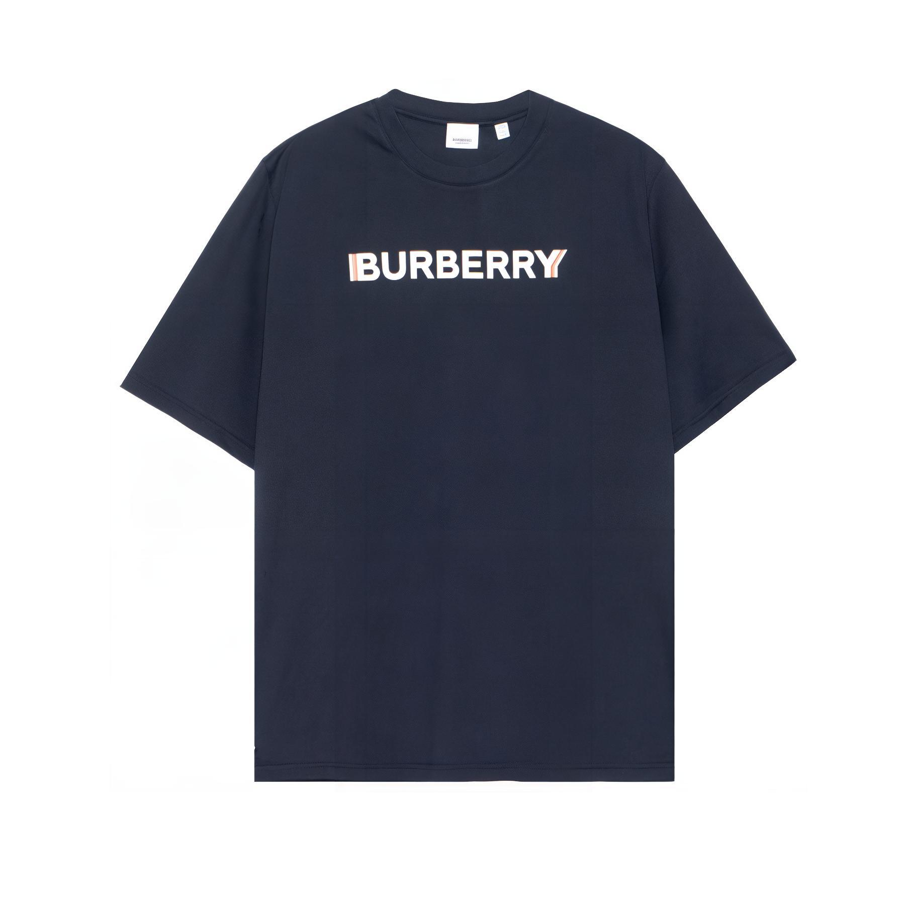 Burberry SS23 Navy Blue Logo Print Crewneck Short Sleeve  T-Shirt 80687961