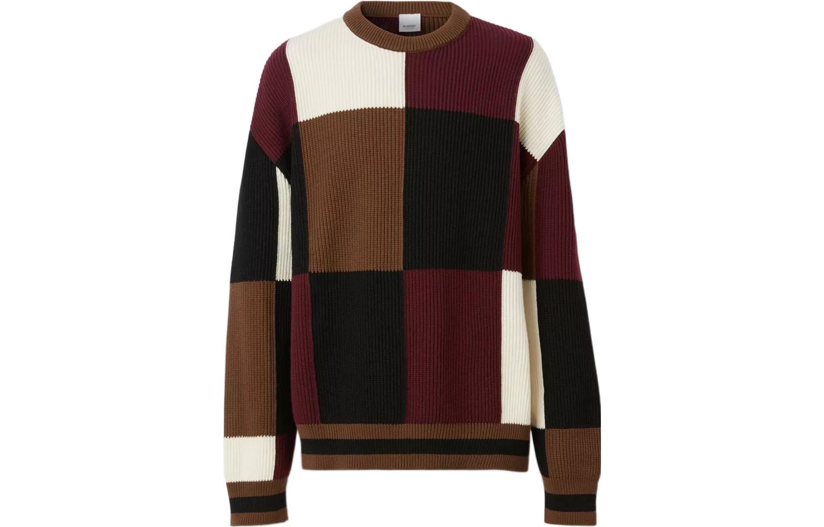 Order Burberry SS23 Oversized Check Wool Blend Sweater  Dark Birch Brown. 80622531