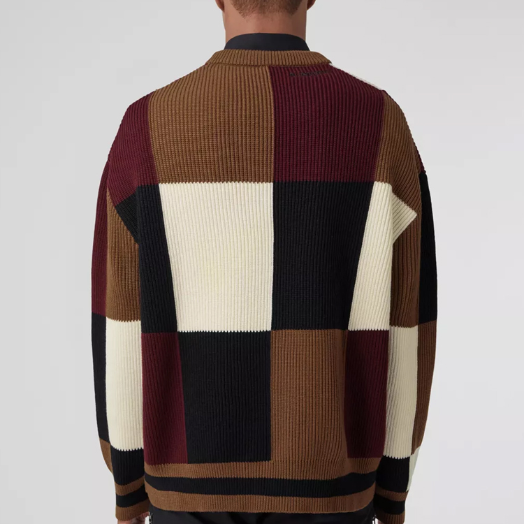 Shop Burberry SS23 Oversized Check Wool Blend Sweater  Dark Birch Brown. 80622531