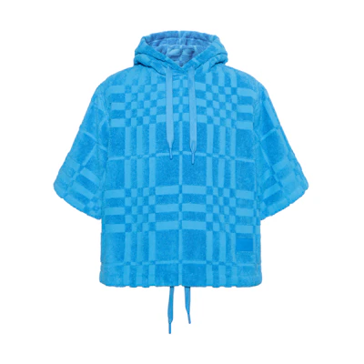 Burberry SS23 Patterned Half-Sleeve Hoodie Blue for Men. 80712461
