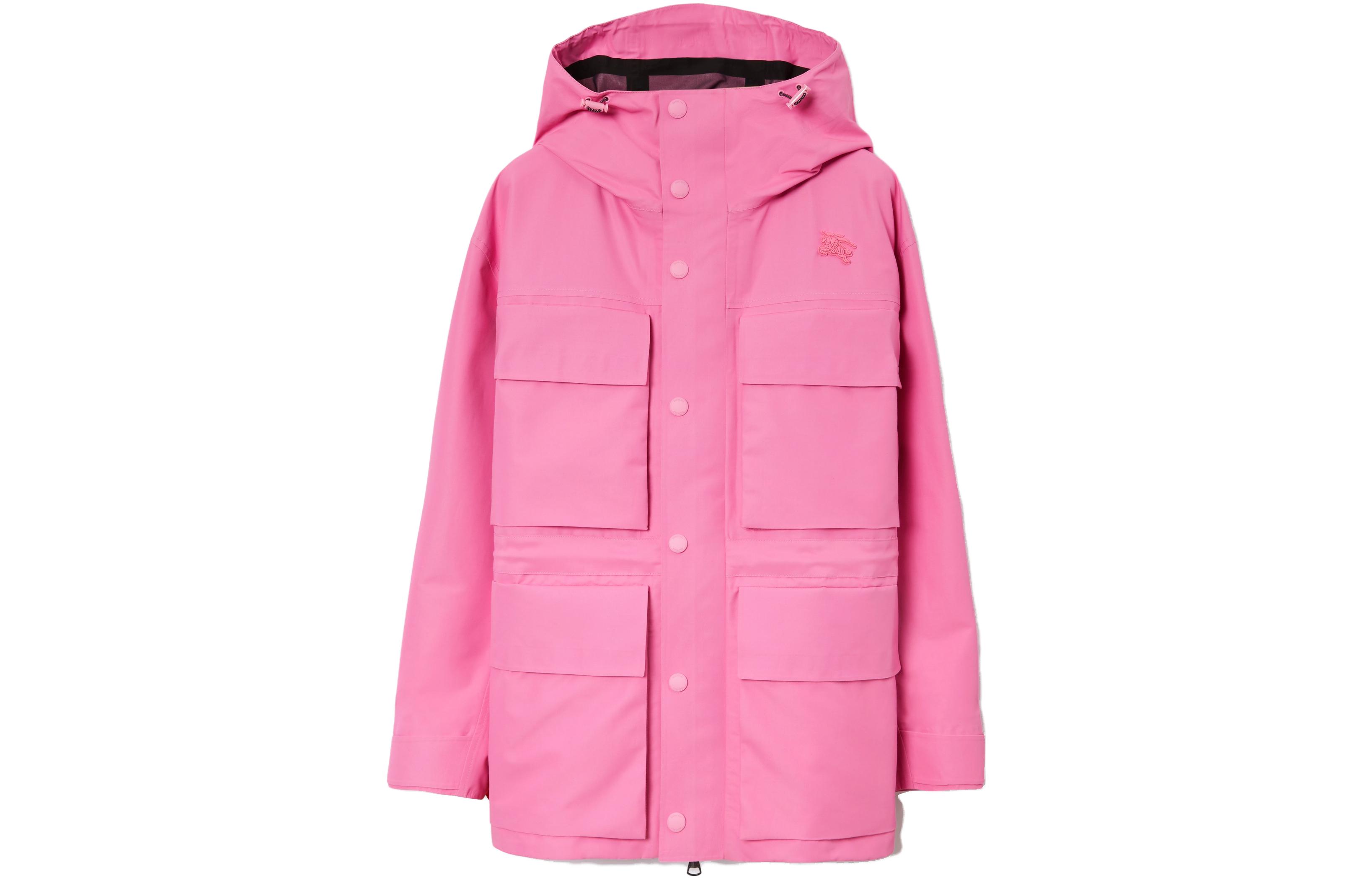 Burberry SS23 Pink Logo Hooded Utility Jacket Long-Sleeve Coat 80703971