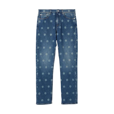 Burberry SS23 Polka Dot Print Washed Denim Jeans Men’s Blue. 80676381