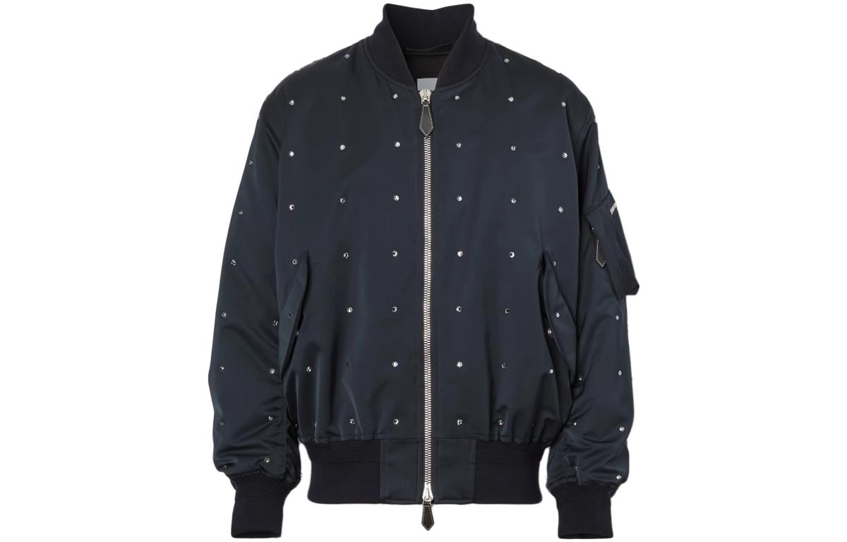 Burberry SS23 Polka Dot Print Zip-Up Jacket Dark Charcoal Blue 80594991