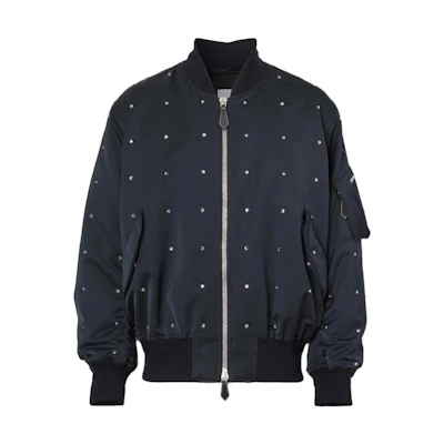 Burberry SS23 Polka Dot Print Zip-Up Jacket Dark Charcoal Blue 80594991