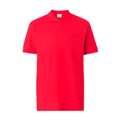 Burberry SS23 Red Logo Print Short Sleeve Polo Shirt Men. 80530241