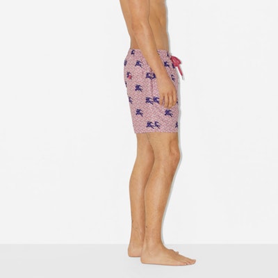 Burberry SS23 Red Pattern Print Drawstring Swim Shorts for Men. 80722471 Details for Burberry SS23 Red Pattern Print Drawstring Swim Shorts for Men. 80722471