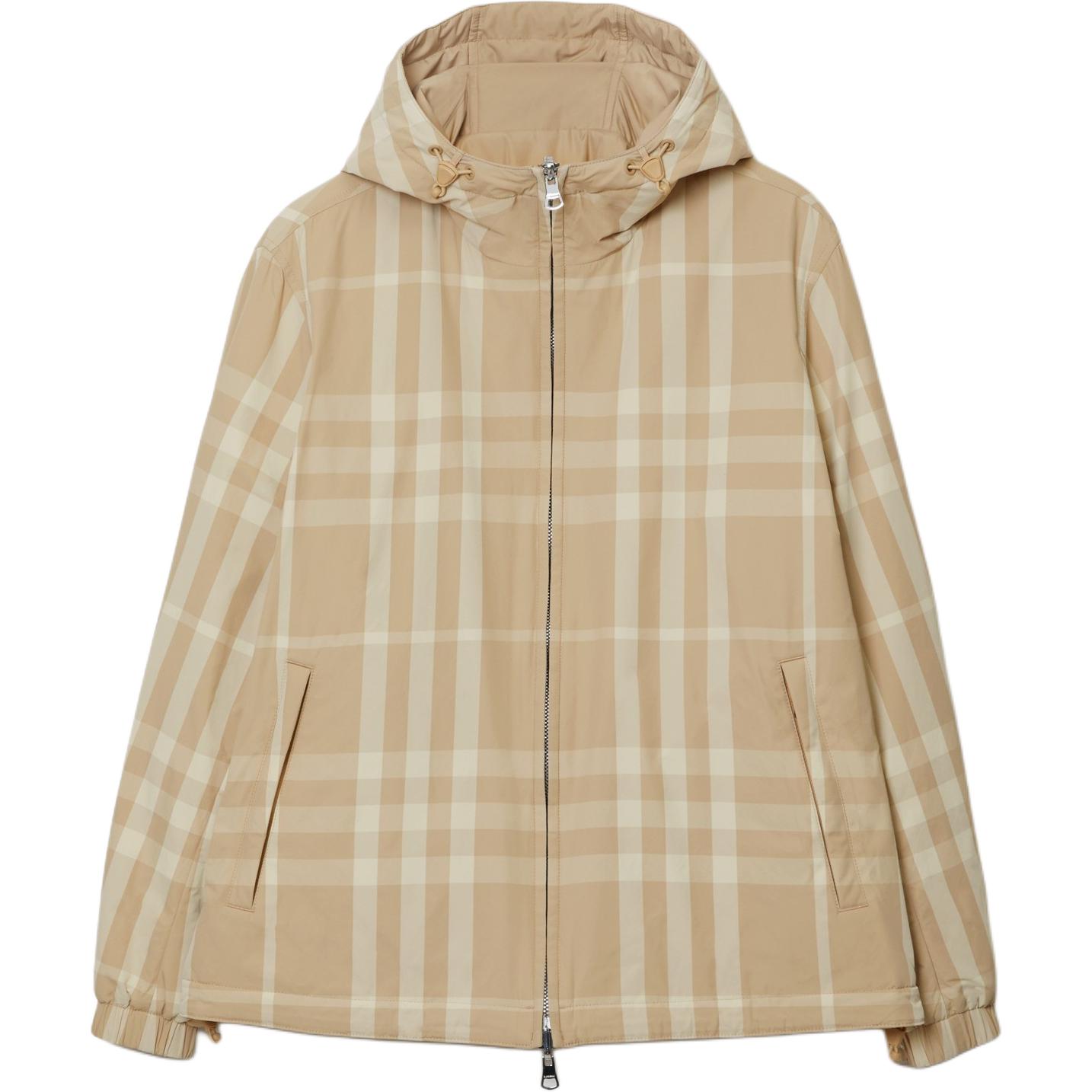 Burberry SS23 Reversible Classic Check Nylon Hooded Jacket Men Light Tan 80687281