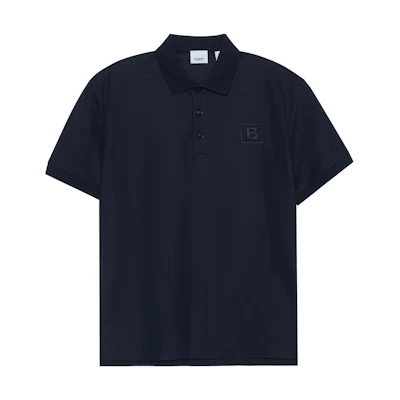 Burberry SS23 Solid Color Embroidered Logo Short Sleeve Polo Shirt Navy . 80530251