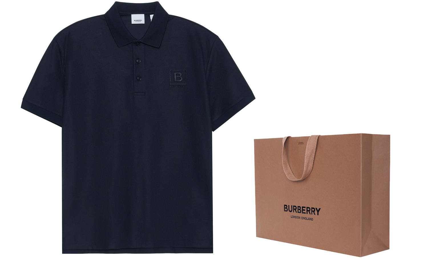 Lookbook 버버리 SS23 자수 로고 네이비 반팔 폴로 셔츠. 80530251