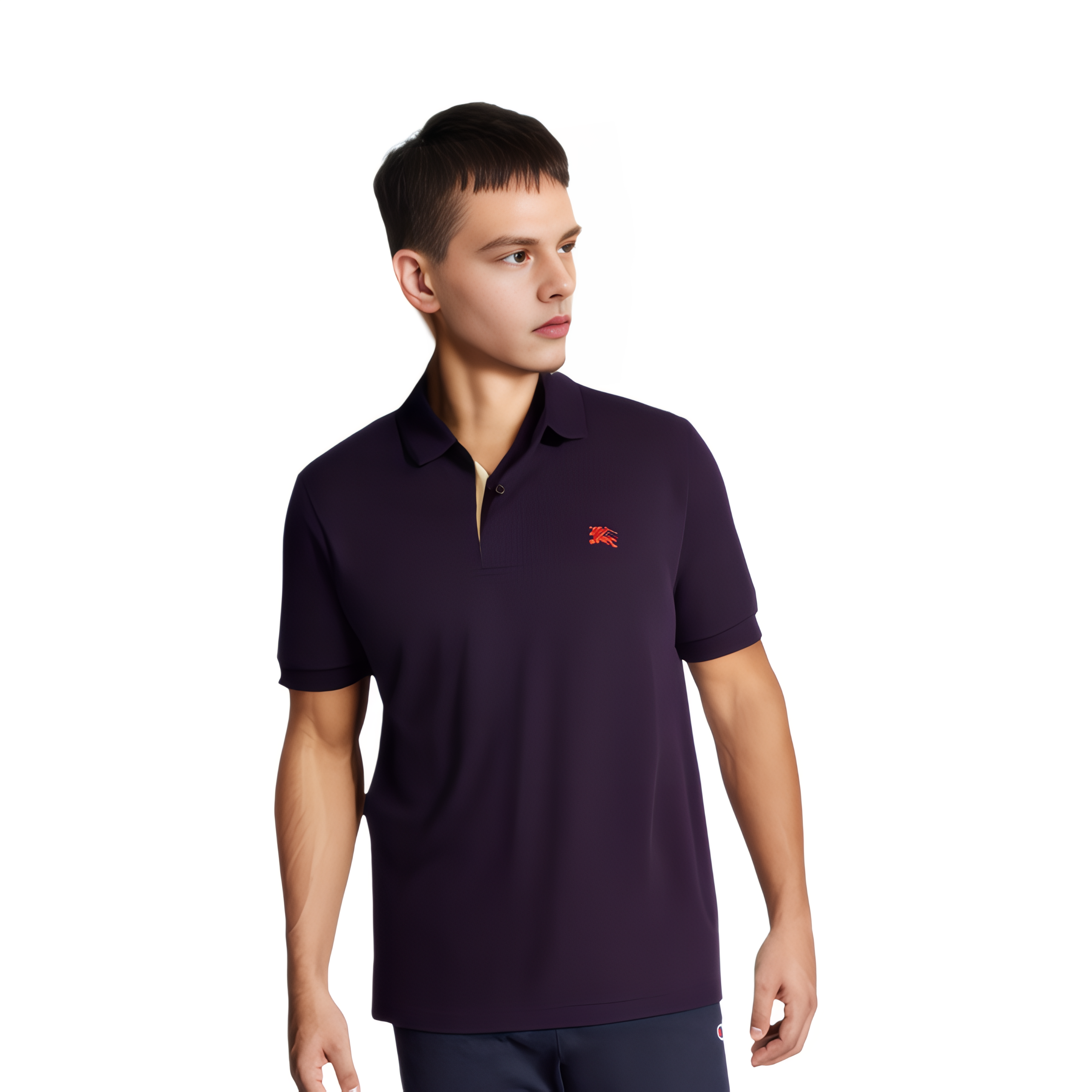 Lookbook Burberry SS23 Polo Morado Hombre Logo Bordado Manga Corta Color Sólido. 80362531