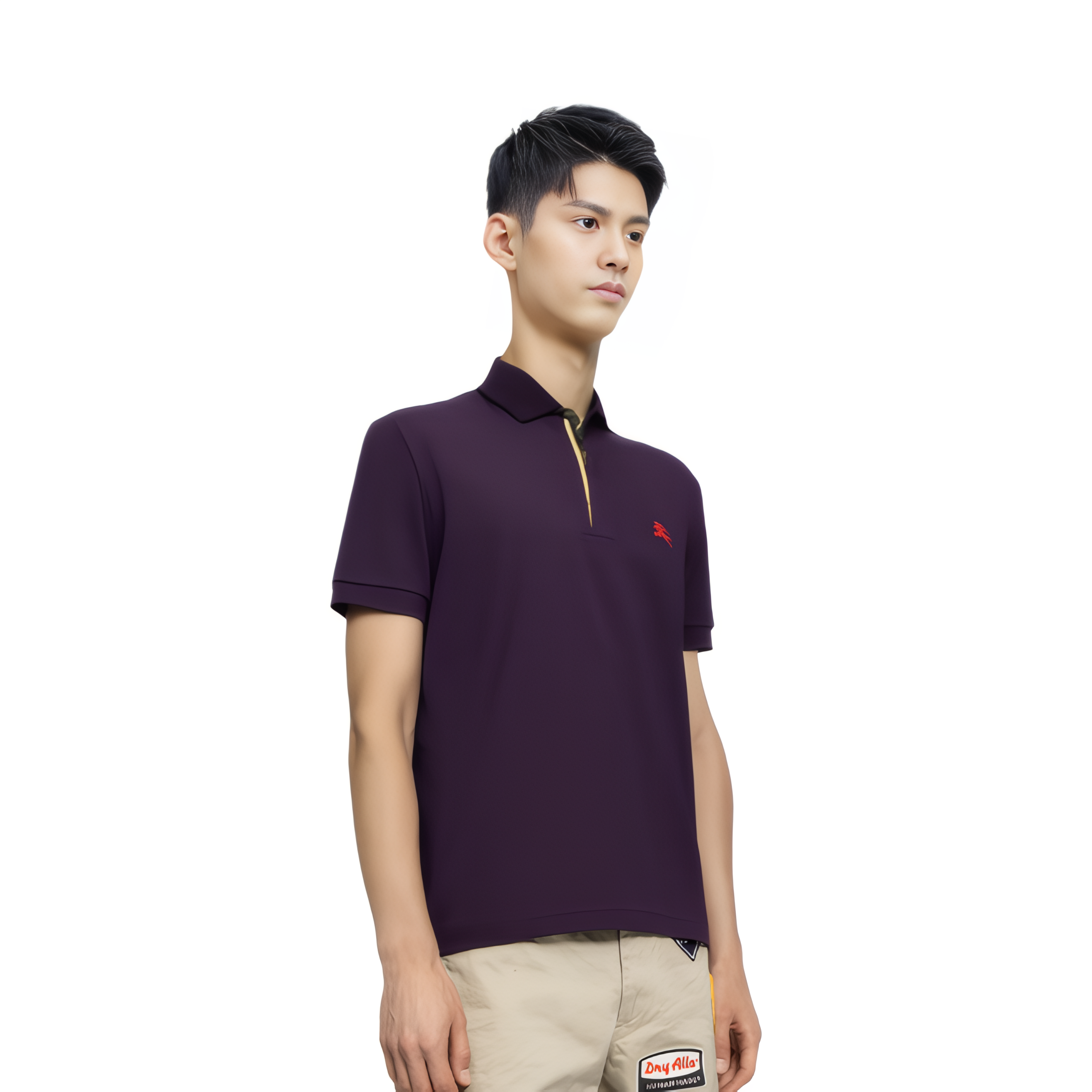 Shop Burberry SS23 Polo Morado Hombre Logo Bordado Manga Corta Color Sólido. 80362531