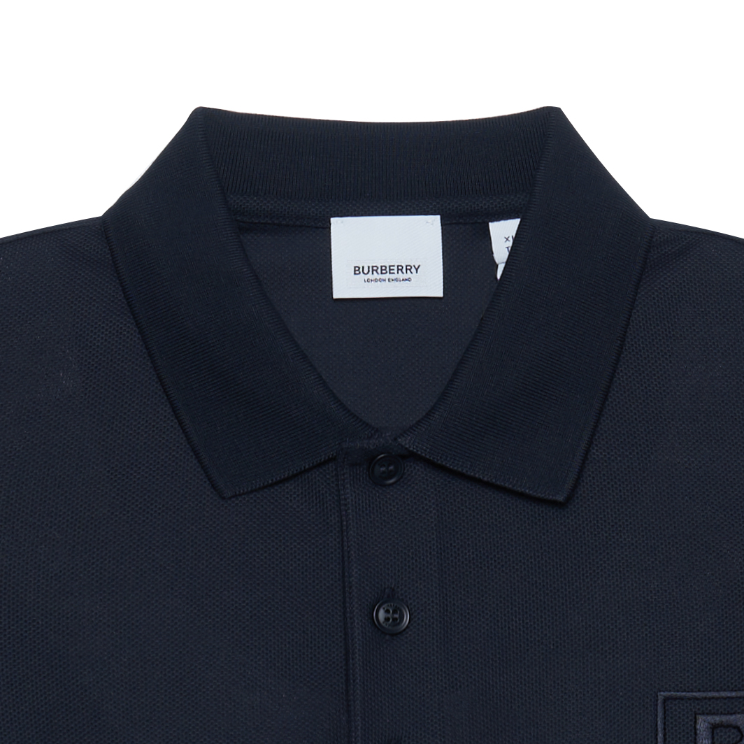 Cheap 버버리 SS23 자수 로고 네이비 반팔 폴로 셔츠. 80530251