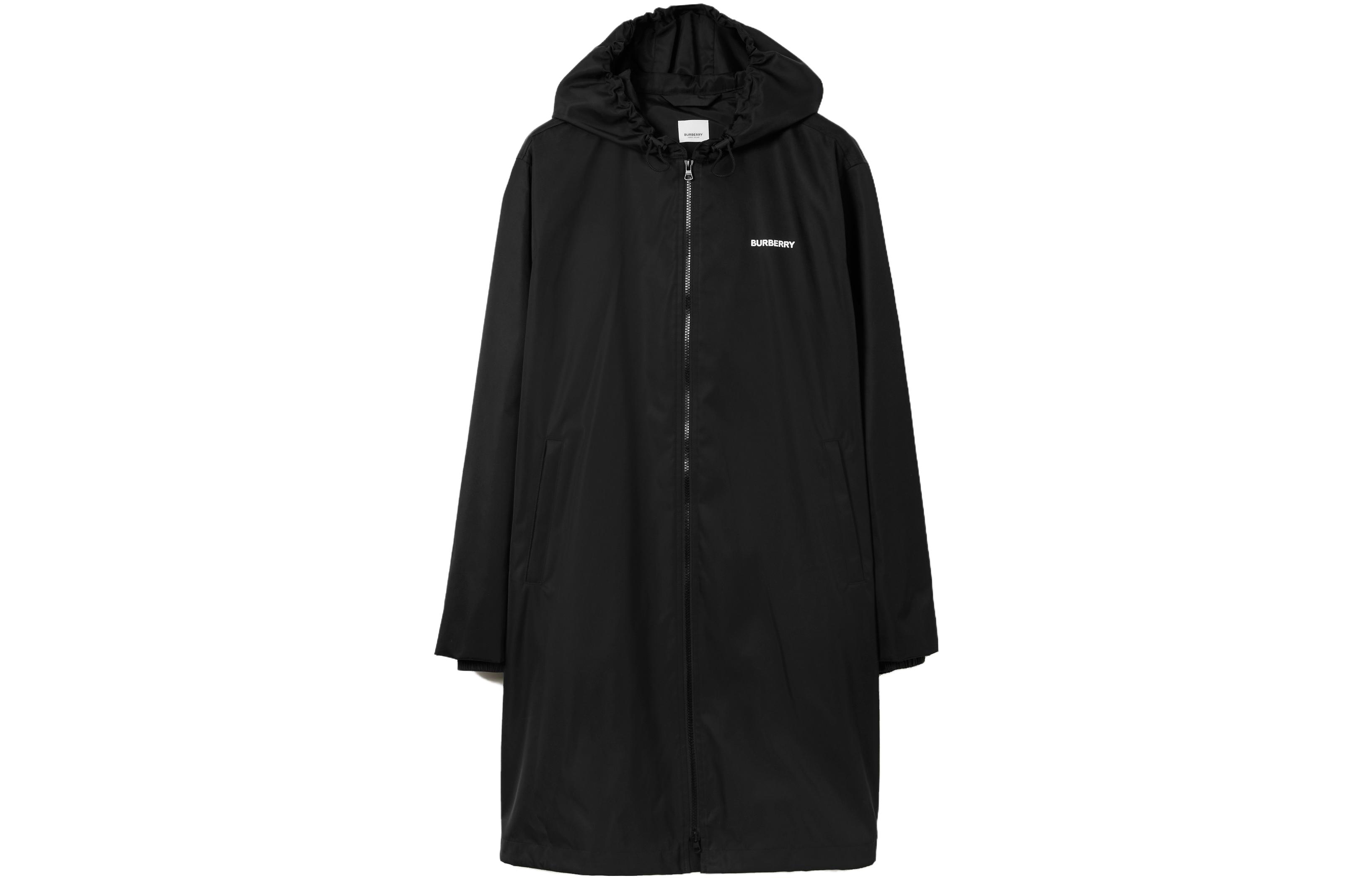 Burberry SS23 Solid Color Hooded Zip-Up Long Sleeve Coat  Black 80715151 圖 3