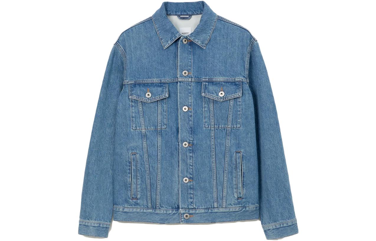 Burberry SS23 Solid Color Single-Breasted Denim Jacket Men’s Blue 80715641