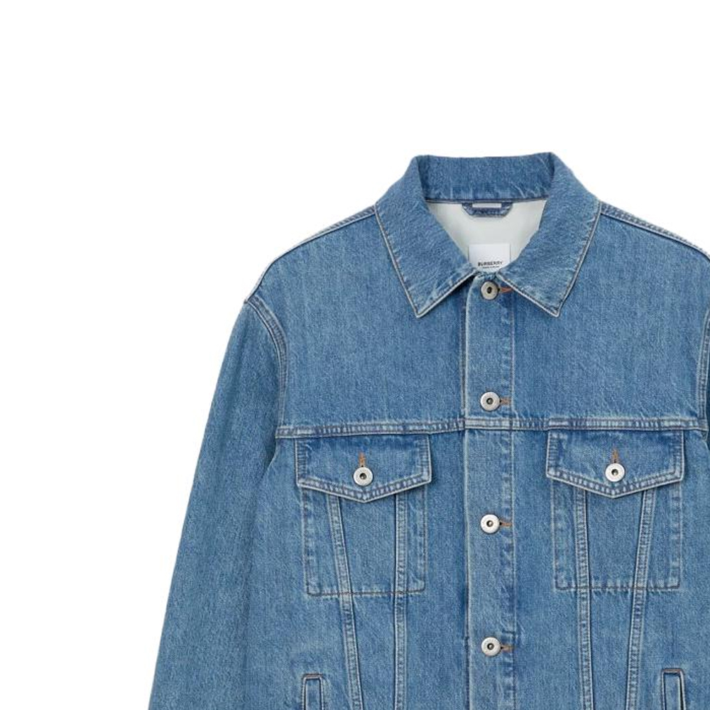 Details for Burberry SS23 男款單排扣牛仔外套 藍色 80715641