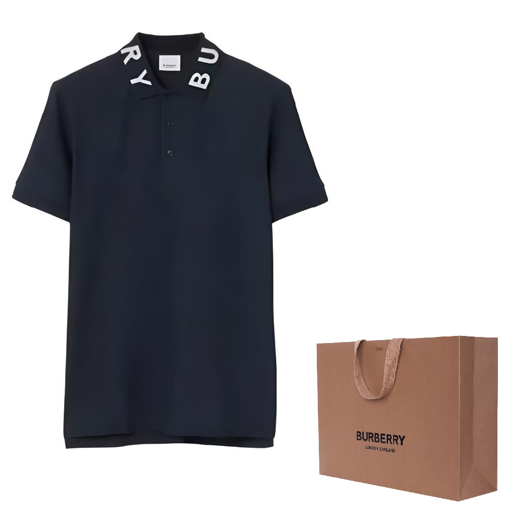 Lookbook バーバリー SS23 ロゴプリント 半袖ポロシャツ ネイビーブルー (メンズ). 80675381