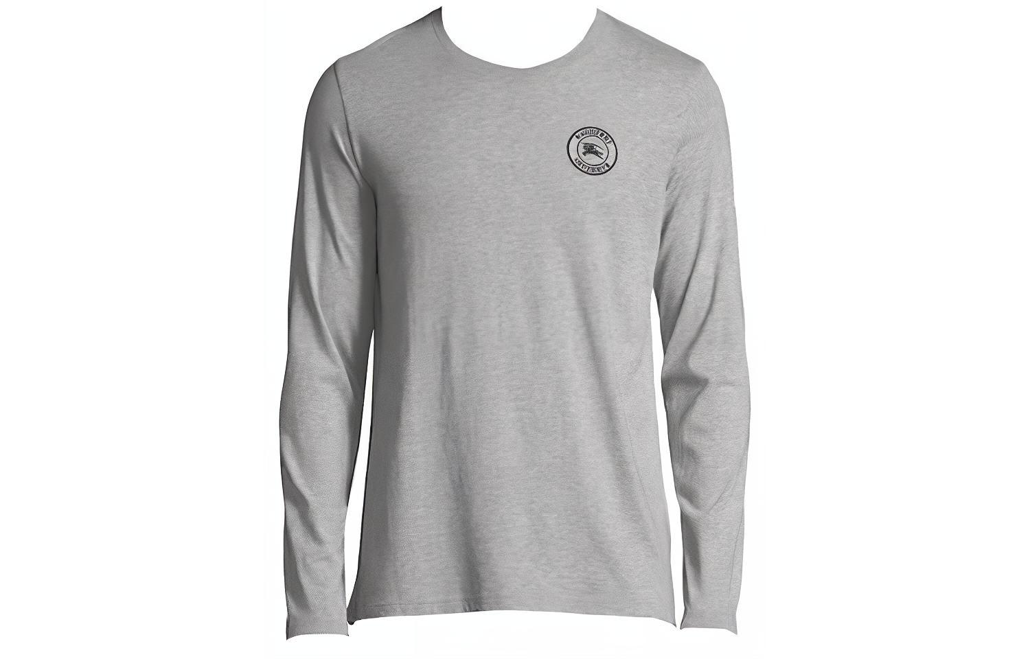 Burberry SS23 Solid Ribbed Crewneck Long Sleeve T-Shirt Men’s Light Grey 8004255