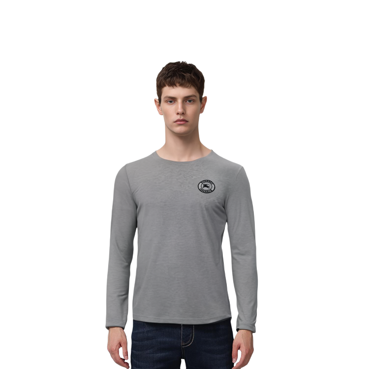 Lookbook Burberry SS23 男士淺灰色羅紋圓領長袖T恤 8004255