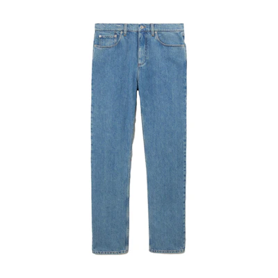 Burberry SS23 Straight Fit Plain Pocket Zip Jeans Blue 80715581