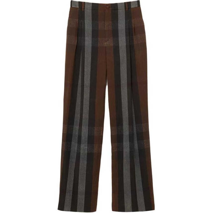 Burberry SS23 Striped High-Waist Straight-Leg Casual Pants Brown Men. 80701541