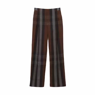 Burberry SS23 Striped High-Waist Straight-Leg Casual Pants Brown Men. 80701541