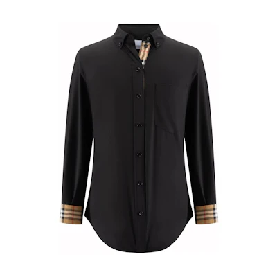 Burberry SS23 Unisex Solid Black Long-Sleeve Button-Up Shirt 80678121