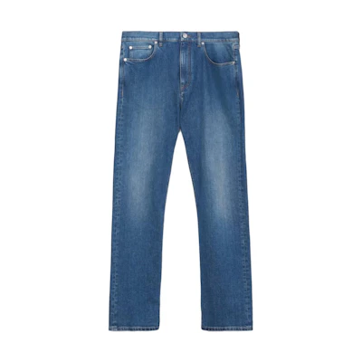 Burberry SS23 Washed Straight Zip Jeans Men’s Soft Navy Blue 80676391