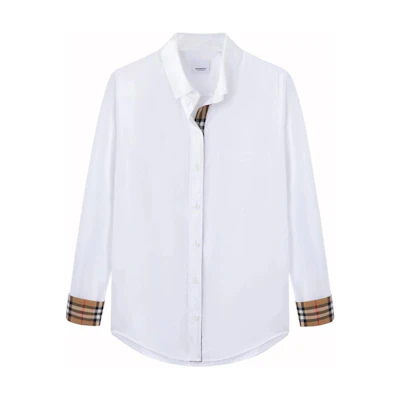 Burberry SS23 White Check Pattern Single-Breasted Long Sleeve Unisex Shirt. 80678131