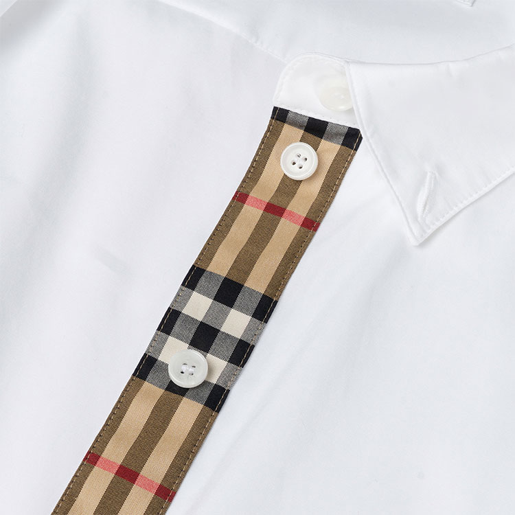 Sizing Burberry SS23 白色格纹单排扣长袖男女同款衬衫. 80678131