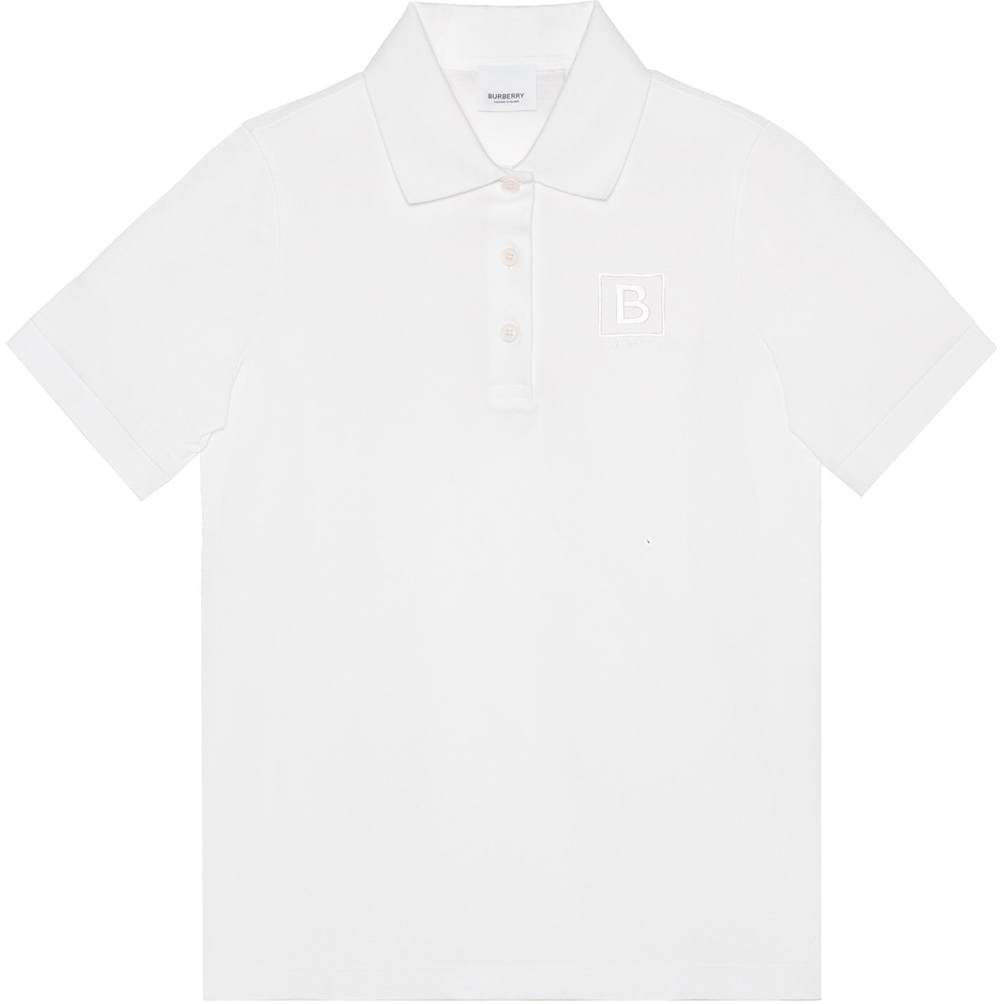 Burberry SS23 White Polo Shirt Unisex with Solid Color Logo Print Design. 80526541