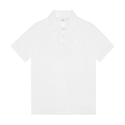 Burberry SS23 White Polo Shirt Unisex with Solid Color Logo Print Design. 80526541