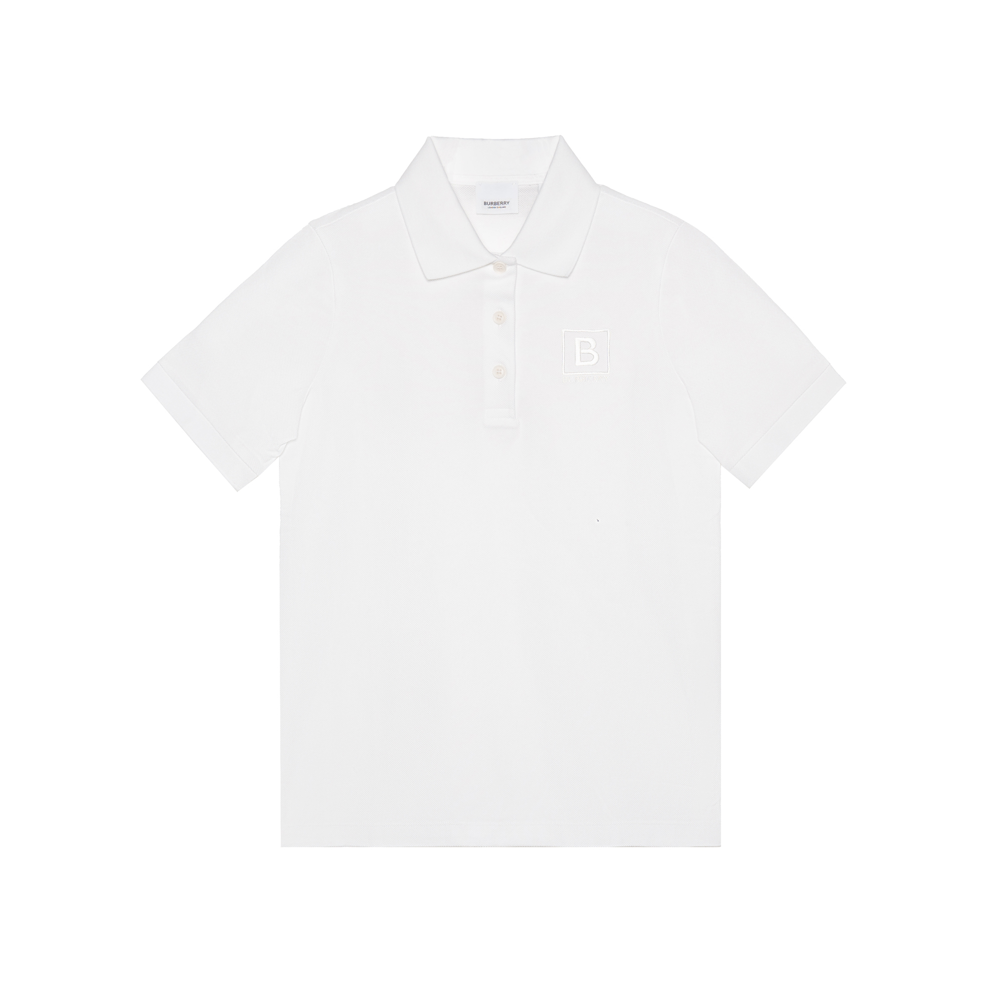 Burberry SS23 White Polo Shirt Unisex with Solid Color Logo Print Design. 80526541 圖 2