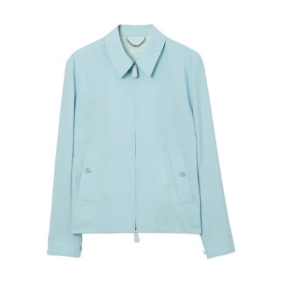 Burberry SS23 Wool Zip Jacket with Pointed Collar - Duck Egg Blue 80655471