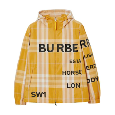 Burberry SS23 Yellow Hooded Zip-Up Jacket with Letter Print 80658521