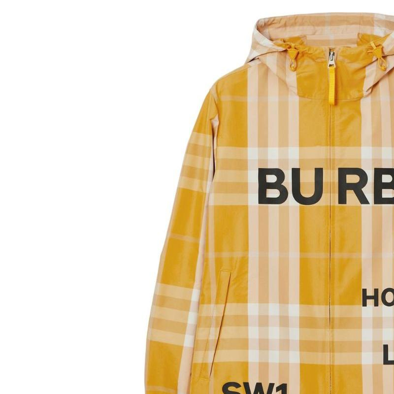 Sizing 버버리 SS23 옐로우 후드 지퍼 업 자켓 레터 프린트 80658521