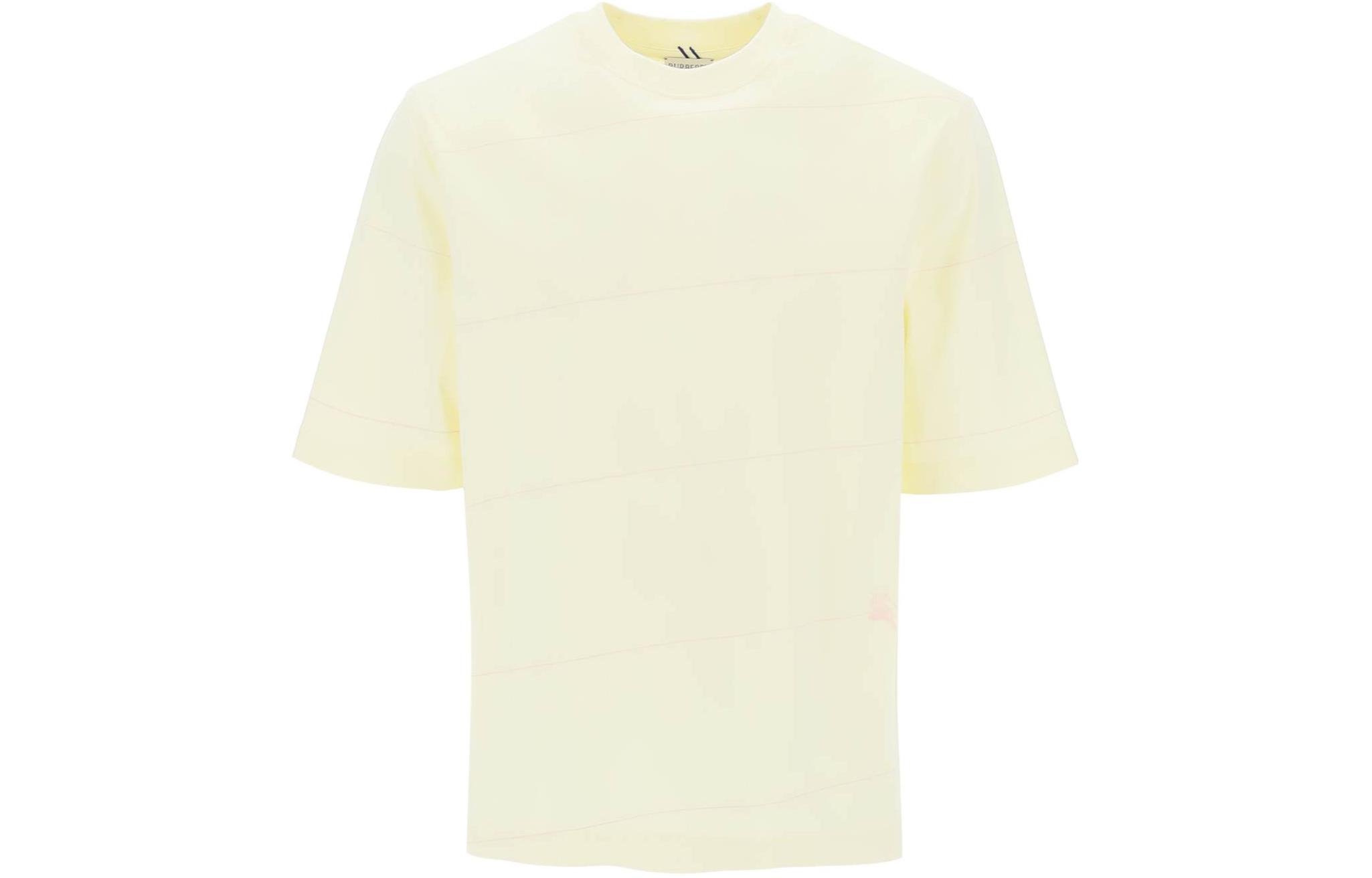 Buy Burberry SS24  Beige Logo Embroidered Crewneck Short Sleeve T-Shirt. 80820271