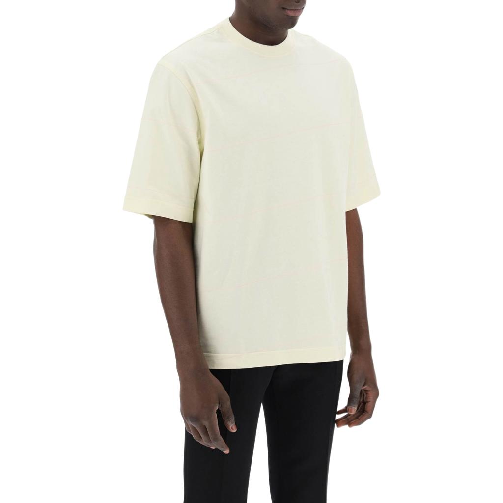 Shop Burberry SS24  Beige Logo Embroidered Crewneck Short Sleeve T-Shirt. 80820271