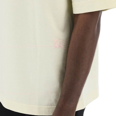 Burberry SS24 Beige Logo Embroidered Crewneck Short Sleeve T-Shirt. 80820271 Details for Burberry SS24 Beige Logo Embroidered Crewneck Short Sleeve T-Shirt. 80820271
