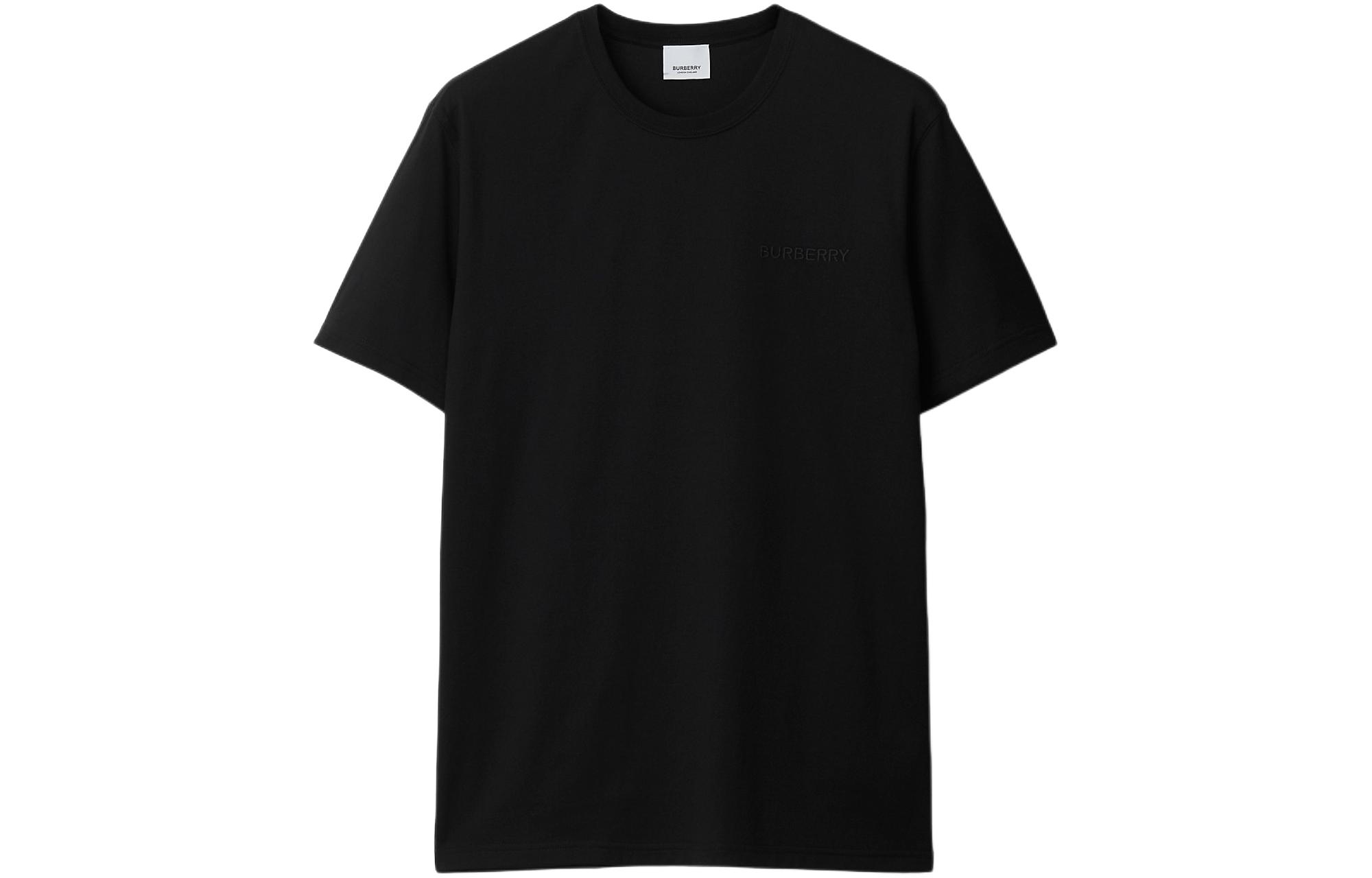 Order Burberry SS24 Kaos Hitam Casual Leher O dengan Bordir Huruf. 80839411