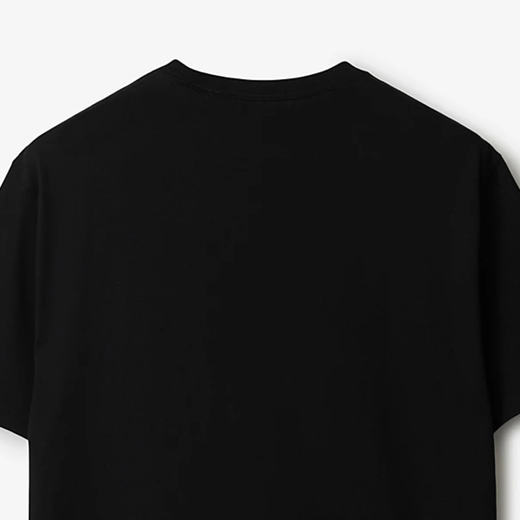 Cheap Burberry SS24 Kaos Hitam Casual Leher O dengan Bordir Huruf. 80839411