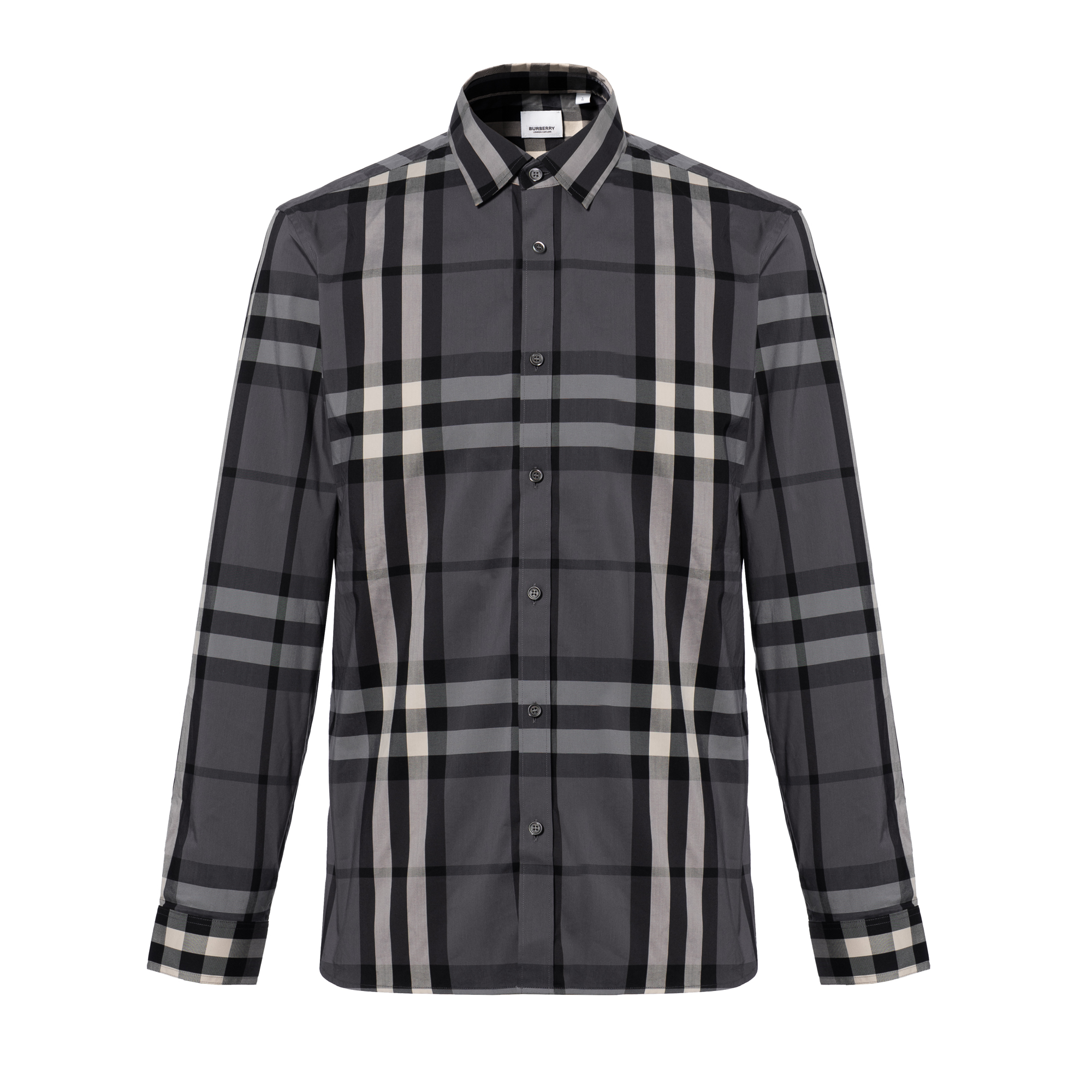 Burberry SS24  Black Checkered Long Sleeve Button-Up Shirt. 80733981